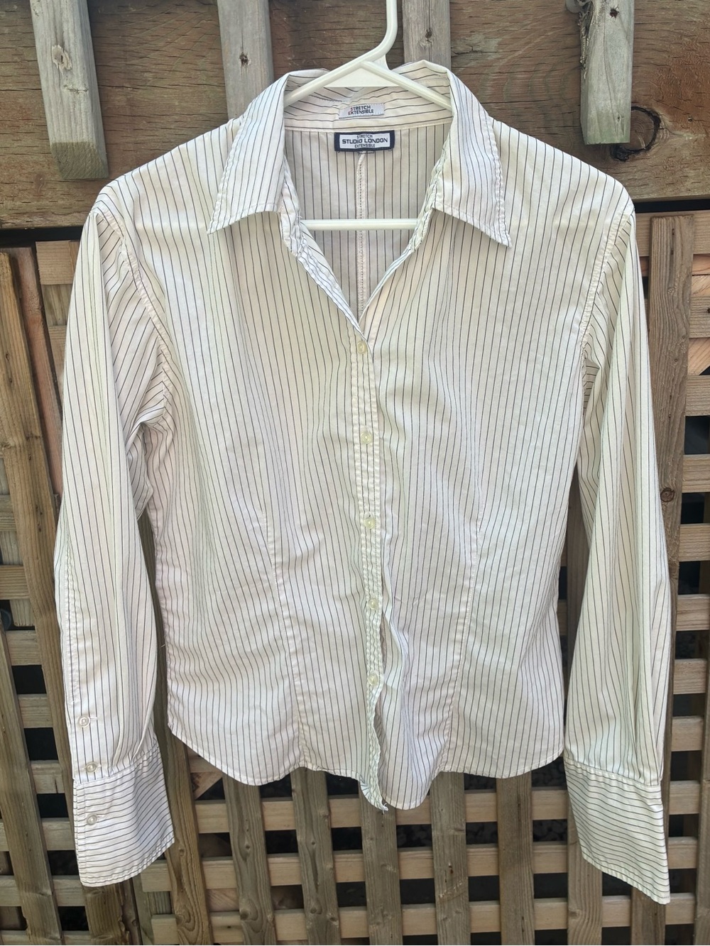 Studio London Black Pinstripe Stretch Button-Up Shirt